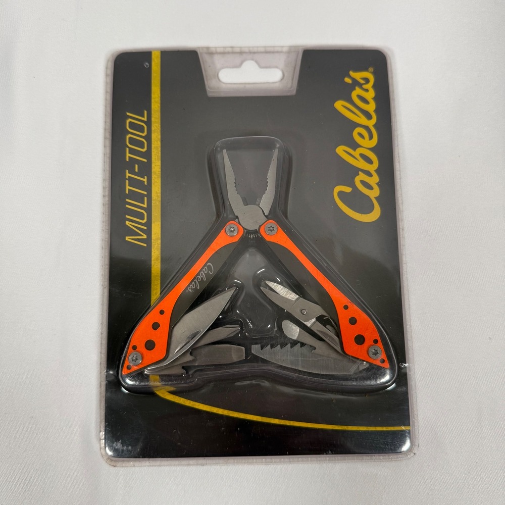 Cabela's Multi-Tool Orange Stainless Steel 9-in-1 EDC with Sheath